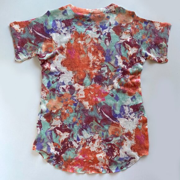 Soft Surroundings Impressionist Floral Short Sleeved Sweater Womens Size M - Picture 3 of 5